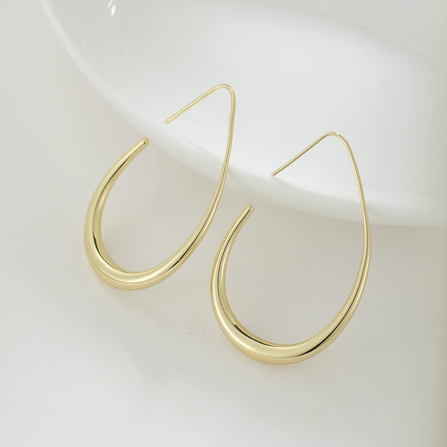 Lightweight Teardrop Hoop Earrings - Image 3
