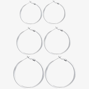 3-Pair Sterling Silver Hoop Earring Set