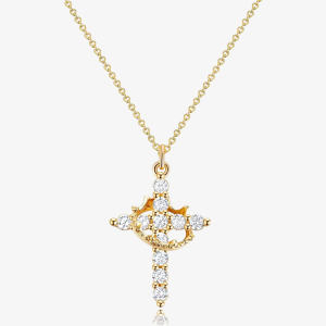 Gold Plated Crown Cross Necklace