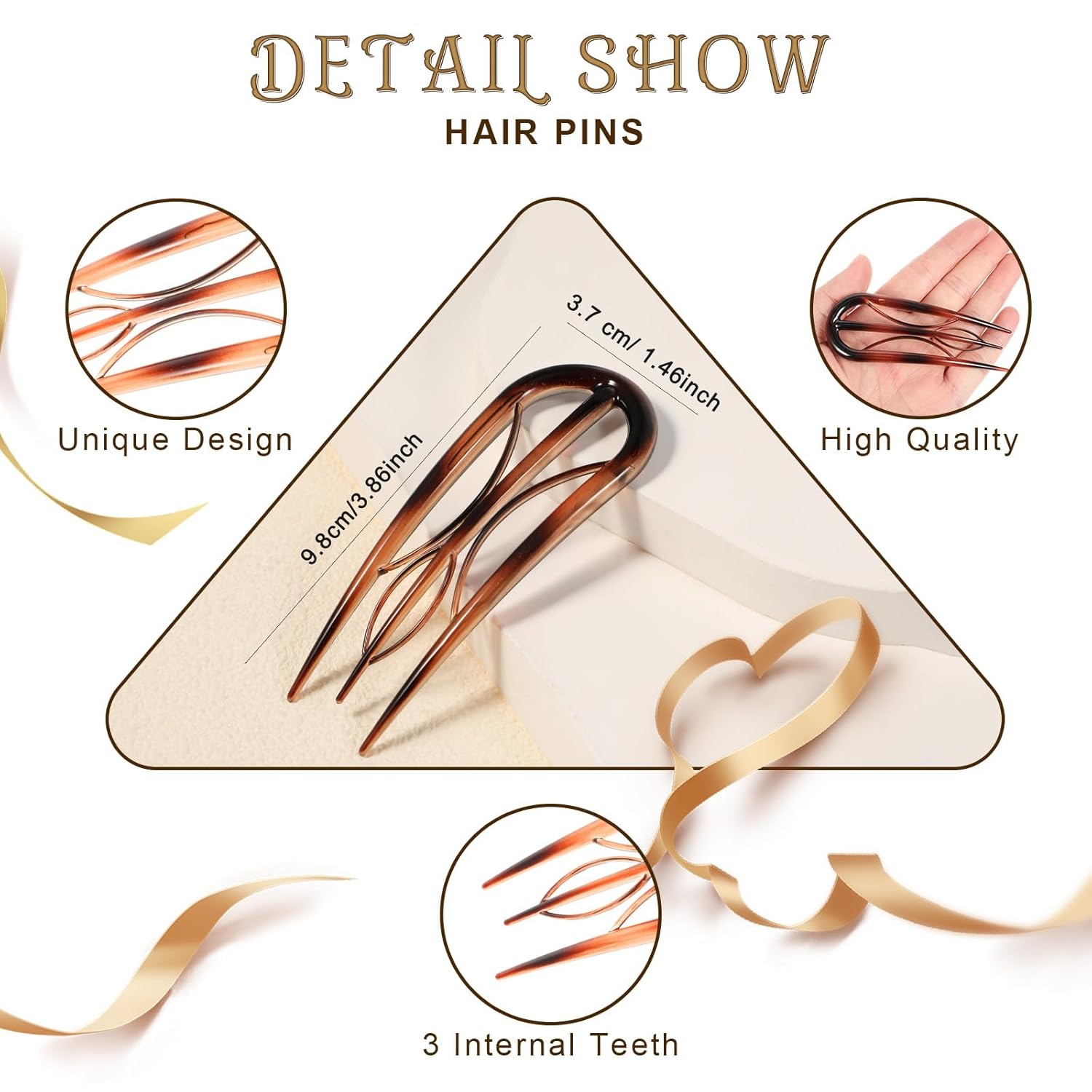 Vintage U-Shaped French Hair Pins - Image 5